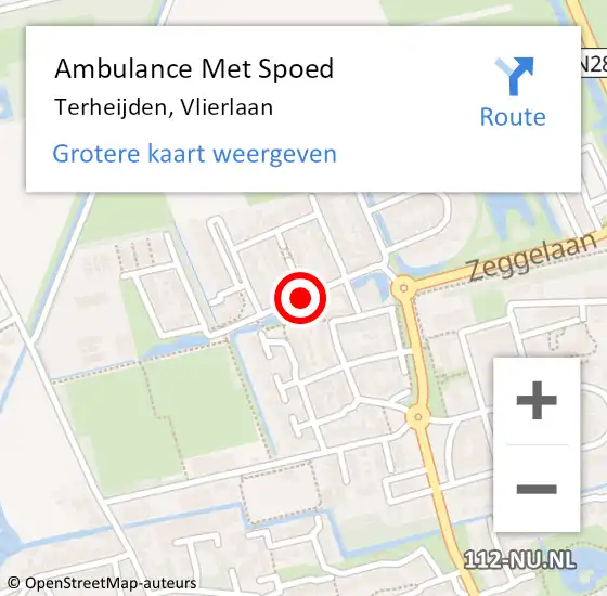 Locatie op kaart van de 112 melding: Ambulance Met Spoed Naar Terheijden, Vlierlaan op 15 maart 2019 00:27