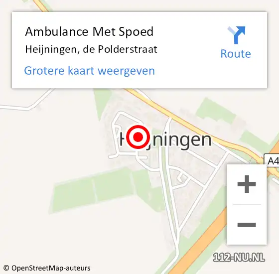 Locatie op kaart van de 112 melding: Ambulance Met Spoed Naar Heijningen, de Polderstraat op 15 maart 2019 04:12