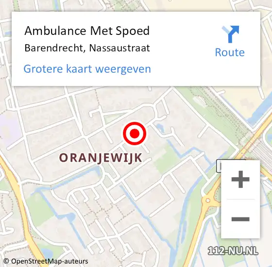 Locatie op kaart van de 112 melding: Ambulance Met Spoed Naar Barendrecht, Nassaustraat op 15 maart 2019 08:11