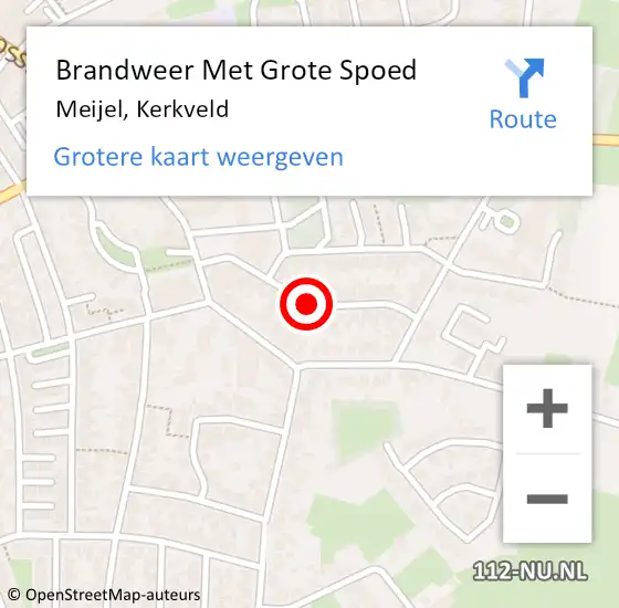 Locatie op kaart van de 112 melding: Brandweer Met Grote Spoed Naar Meijel, Kerkveld op 15 maart 2019 08:41