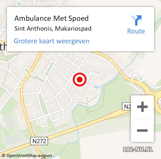 Locatie op kaart van de 112 melding: Ambulance Met Spoed Naar Sint Anthonis, Makariospad op 15 maart 2019 10:53