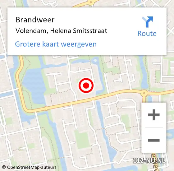 Locatie op kaart van de 112 melding: Brandweer Volendam, Helena Smitsstraat op 15 maart 2019 10:53