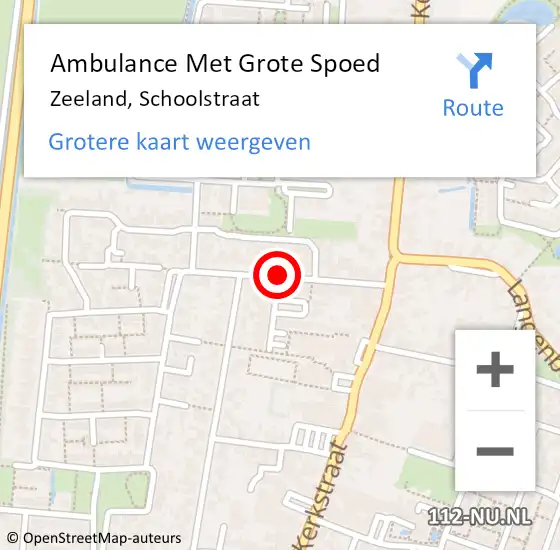 Locatie op kaart van de 112 melding: Ambulance Met Grote Spoed Naar Zeeland, Schoolstraat op 15 maart 2019 10:56