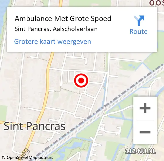 Locatie op kaart van de 112 melding: Ambulance Met Grote Spoed Naar Sint Pancras, Aalscholverlaan op 15 maart 2019 11:14