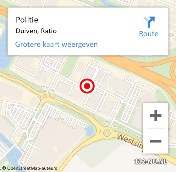 Locatie op kaart van de 112 melding: Politie Duiven, Ratio op 15 maart 2019 11:58