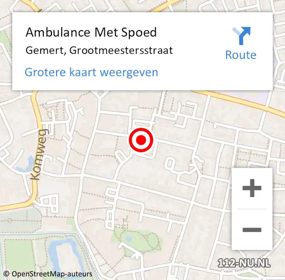 Locatie op kaart van de 112 melding: Ambulance Met Spoed Naar Gemert, Grootmeestersstraat op 15 maart 2019 12:16