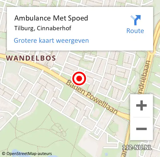 Locatie op kaart van de 112 melding: Ambulance Met Spoed Naar Tilburg, Cinnaberhof op 26 september 2013 16:40