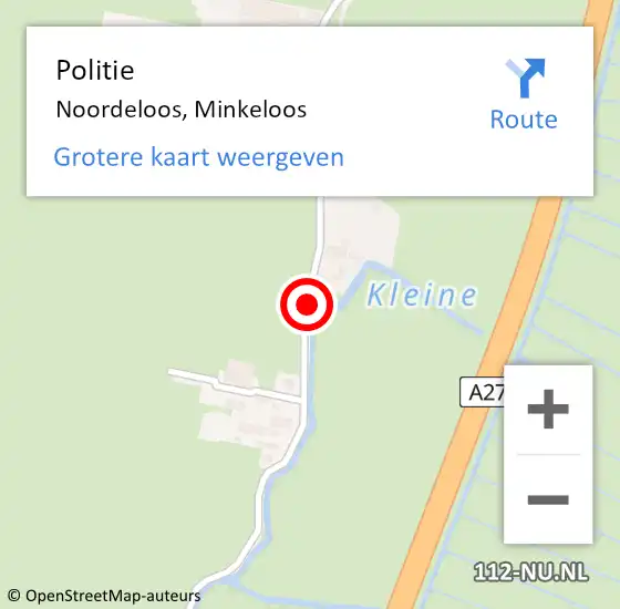 Locatie op kaart van de 112 melding: Politie Noordeloos, Minkeloos op 15 maart 2019 13:07