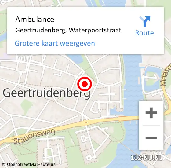 Locatie op kaart van de 112 melding: Ambulance Geertruidenberg, Waterpoortstraat op 26 maart 2014 13:41