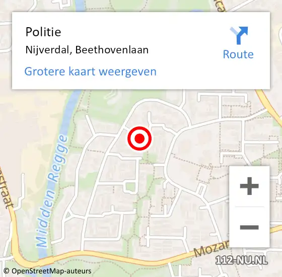 Locatie op kaart van de 112 melding: Politie Nijverdal, Beethovenlaan op 15 maart 2019 13:25