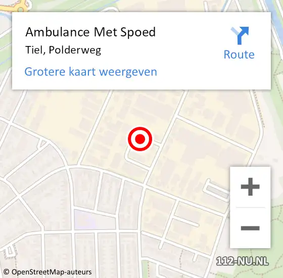 Locatie op kaart van de 112 melding: Ambulance Met Spoed Naar Tiel, Polderweg op 15 maart 2019 13:28