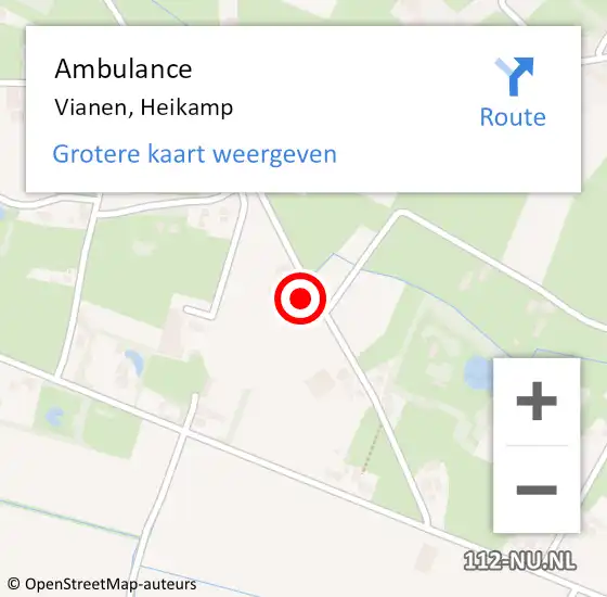 Locatie op kaart van de 112 melding: Ambulance Vianen, Heikamp op 26 maart 2014 13:48