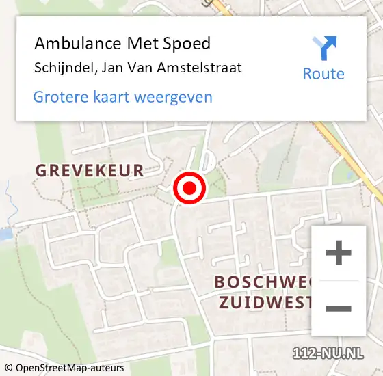 Locatie op kaart van de 112 melding: Ambulance Met Spoed Naar Schijndel, Jan Van Amstelstraat op 15 maart 2019 15:02