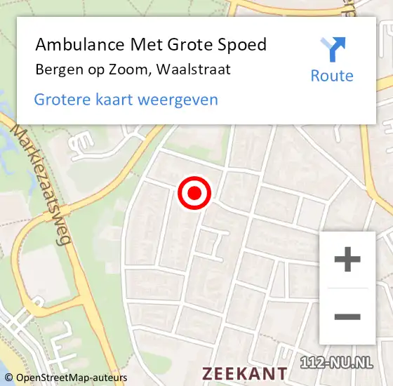 Locatie op kaart van de 112 melding: Ambulance Met Grote Spoed Naar Bergen op Zoom, Waalstraat op 15 maart 2019 15:17