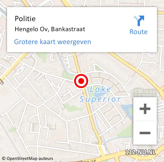 Locatie op kaart van de 112 melding: Politie Hengelo Ov, Bankastraat op 15 maart 2019 15:25