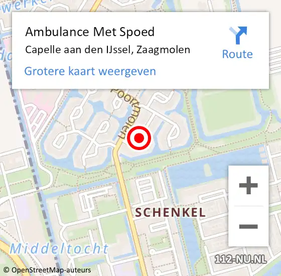 Locatie op kaart van de 112 melding: Ambulance Met Spoed Naar Capelle aan den IJssel, Zaagmolen op 15 maart 2019 16:04