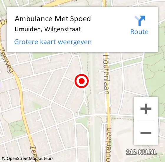 Locatie op kaart van de 112 melding: Ambulance Met Spoed Naar IJmuiden, Wilgenstraat op 15 maart 2019 16:17