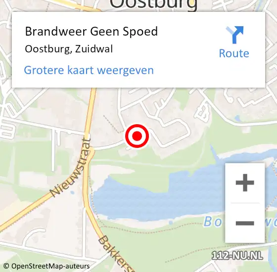 Locatie op kaart van de 112 melding: Brandweer Geen Spoed Naar Oostburg, Zuidwal op 15 maart 2019 16:41