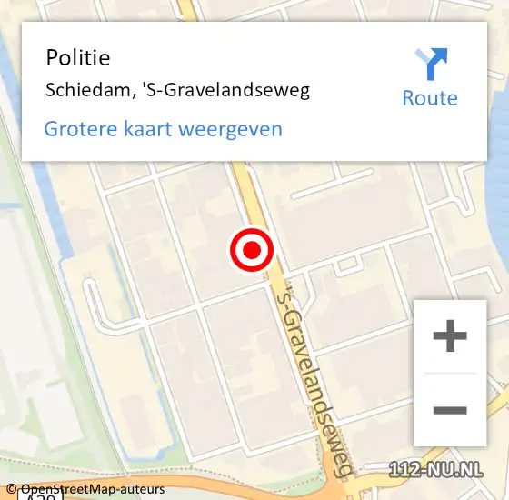 Locatie op kaart van de 112 melding: Politie Schiedam, 'S-Gravelandseweg op 15 maart 2019 17:35