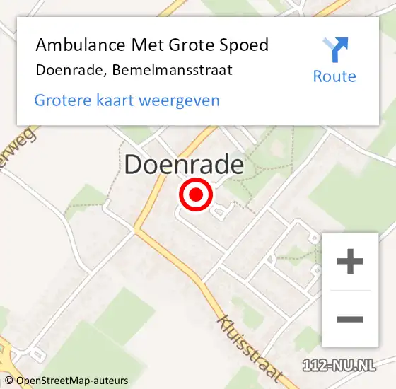 Locatie op kaart van de 112 melding: Ambulance Met Grote Spoed Naar Doenrade, Bemelmansstraat op 26 maart 2014 14:06