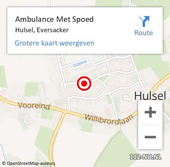 Locatie op kaart van de 112 melding: Ambulance Met Spoed Naar Hulsel, Eversacker op 15 maart 2019 20:21