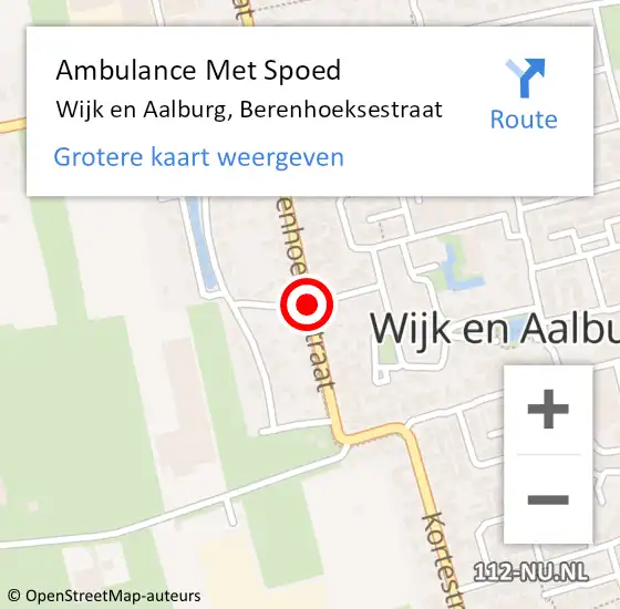 Locatie op kaart van de 112 melding: Ambulance Met Spoed Naar Wijk en Aalburg, Berenhoeksestraat op 15 maart 2019 22:01