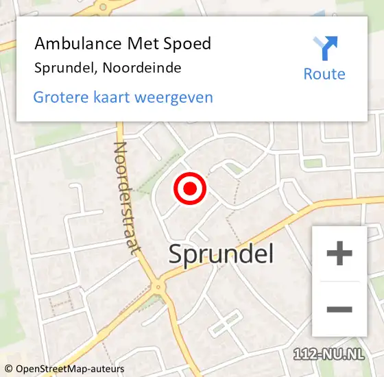 Locatie op kaart van de 112 melding: Ambulance Met Spoed Naar Sprundel, Noordeinde op 15 maart 2019 22:28