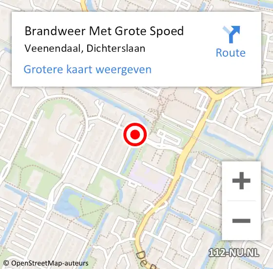 Locatie op kaart van de 112 melding: Brandweer Met Grote Spoed Naar Veenendaal, Dichterslaan op 16 maart 2019 02:11