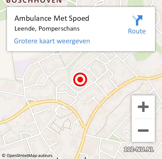 Locatie op kaart van de 112 melding: Ambulance Met Spoed Naar Leende, Pomperschans op 16 maart 2019 05:46