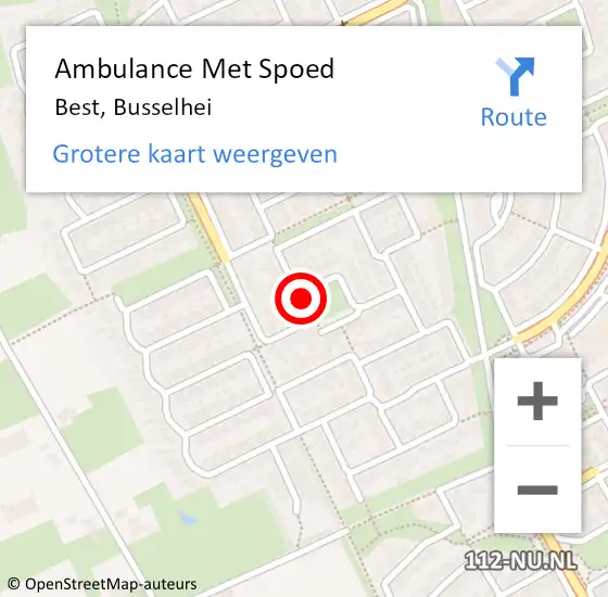 Locatie op kaart van de 112 melding: Ambulance Met Spoed Naar Best, Busselhei op 16 maart 2019 06:29