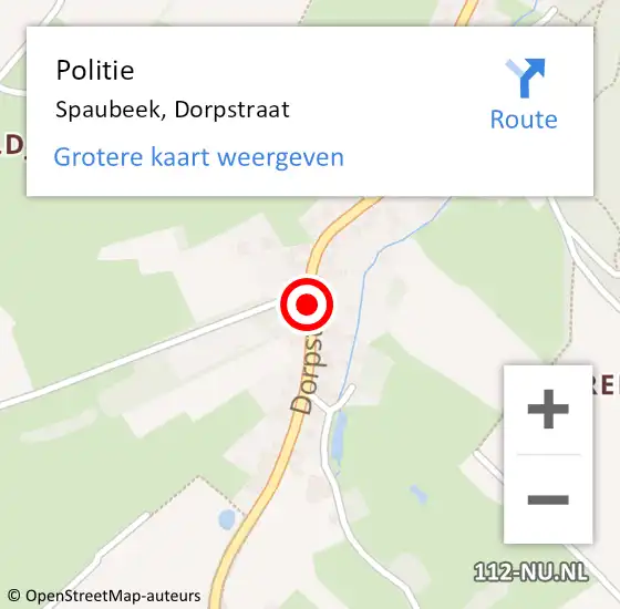 Locatie op kaart van de 112 melding: Politie Spaubeek, Dorpstraat op 16 maart 2019 07:54