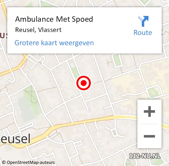 Locatie op kaart van de 112 melding: Ambulance Met Spoed Naar Reusel, Vlassert op 16 maart 2019 08:07