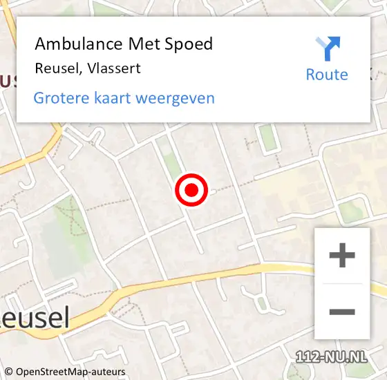 Locatie op kaart van de 112 melding: Ambulance Met Spoed Naar Reusel, Vlassert op 16 maart 2019 08:08