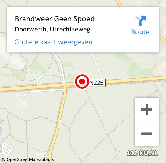 Locatie op kaart van de 112 melding: Brandweer Geen Spoed Naar Doorwerth, Utrechtseweg op 16 maart 2019 08:10