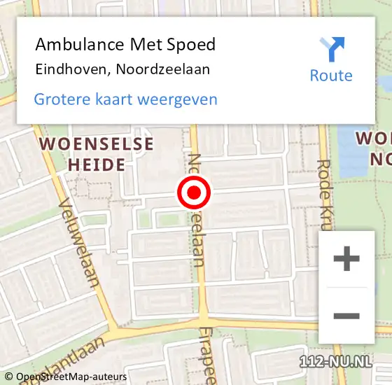 Locatie op kaart van de 112 melding: Ambulance Met Spoed Naar Eindhoven, Noordzeelaan op 16 maart 2019 08:40