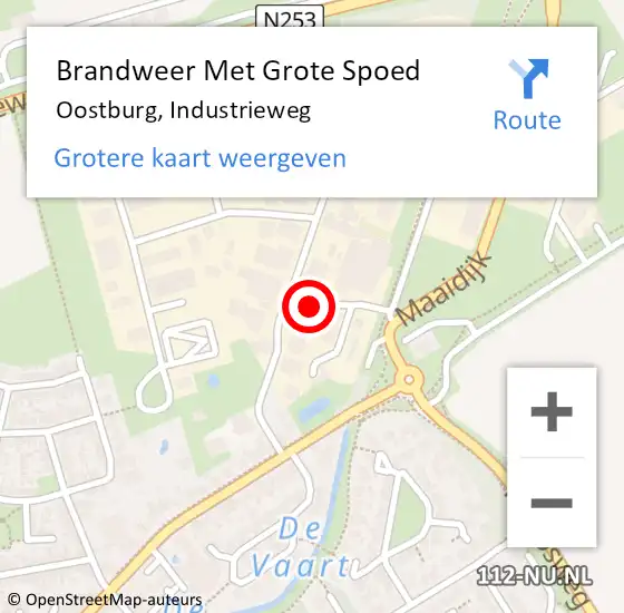 Locatie op kaart van de 112 melding: Brandweer Met Grote Spoed Naar Oostburg, Industrieweg op 16 maart 2019 09:14