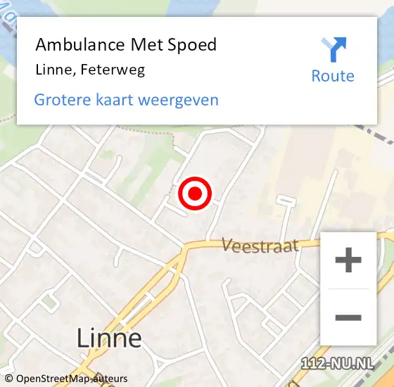 Locatie op kaart van de 112 melding: Ambulance Met Spoed Naar Linne, Feterweg op 16 maart 2019 09:38