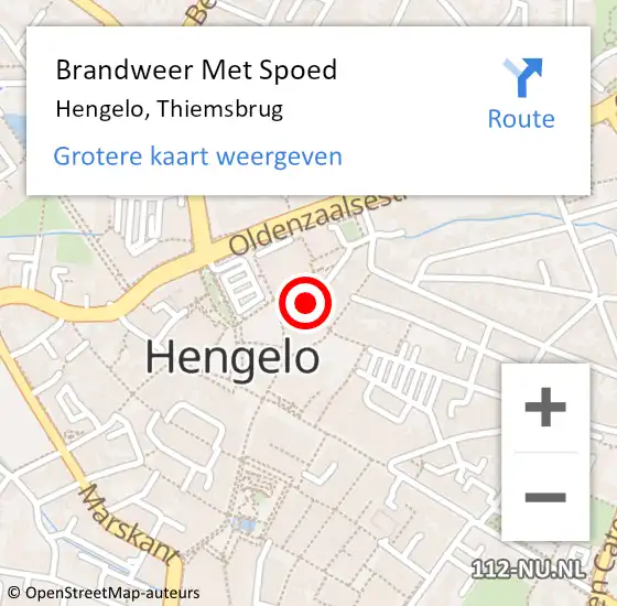 Locatie op kaart van de 112 melding: Brandweer Met Spoed Naar Hengelo, Thiemsbrug op 16 maart 2019 09:47