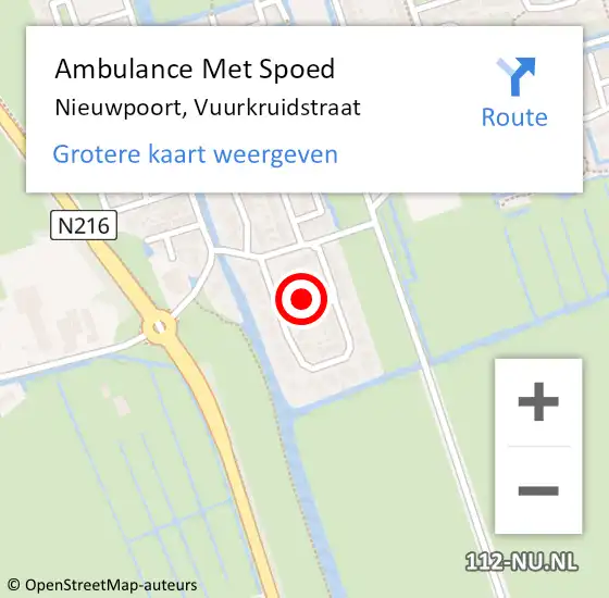 Locatie op kaart van de 112 melding: Ambulance Met Spoed Naar Nieuwpoort, Vuurkruidstraat op 16 maart 2019 10:12