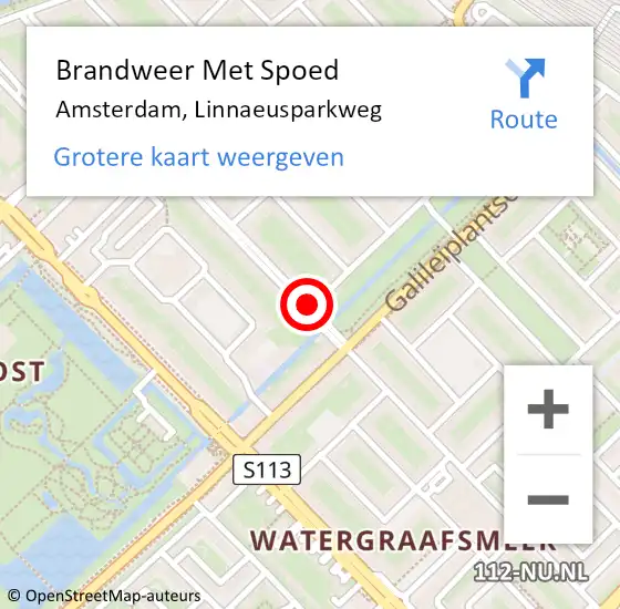 Locatie op kaart van de 112 melding: Brandweer Met Spoed Naar Amsterdam, Linnaeusparkweg op 16 maart 2019 10:28