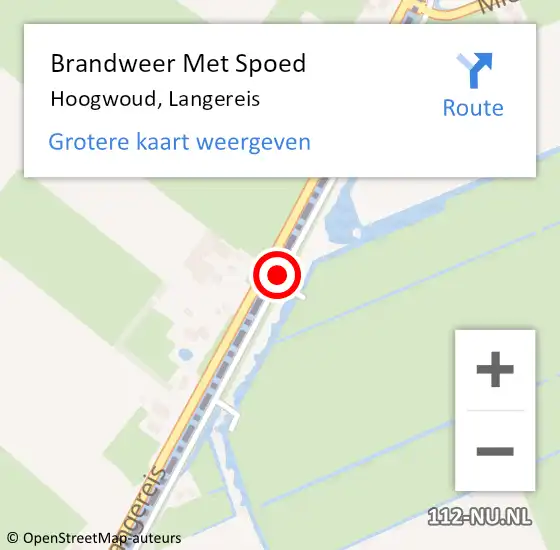 Locatie op kaart van de 112 melding: Brandweer Met Spoed Naar Hoogwoud, Langereis op 16 maart 2019 11:36