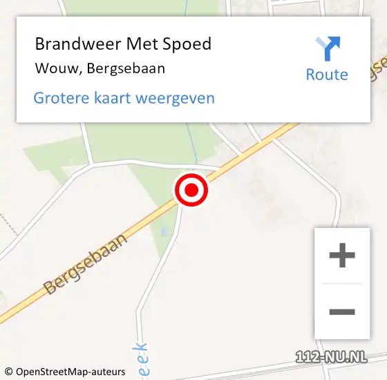 Locatie op kaart van de 112 melding: Brandweer Met Spoed Naar Wouw, Bergsebaan op 16 maart 2019 12:32