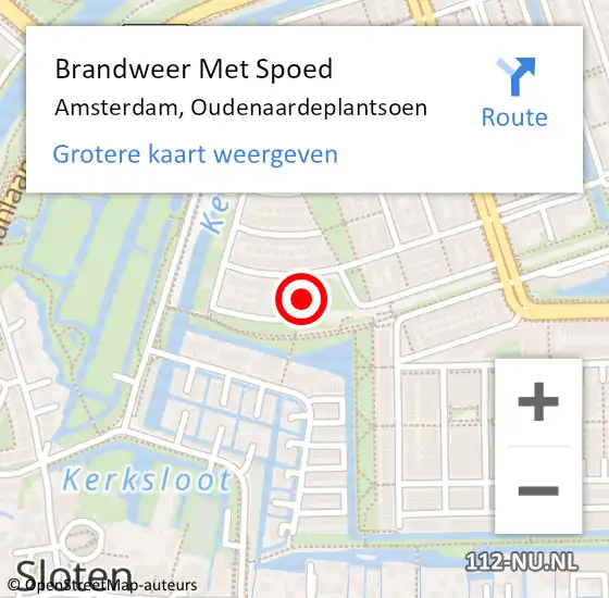 Locatie op kaart van de 112 melding: Brandweer Met Spoed Naar Amsterdam, Oudenaardeplantsoen op 16 maart 2019 13:19
