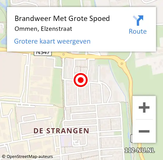 Locatie op kaart van de 112 melding: Brandweer Met Grote Spoed Naar Ommen, Elzenstraat op 16 maart 2019 13:59