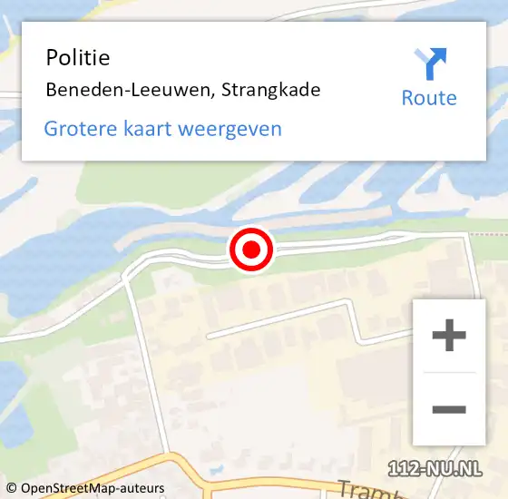 Locatie op kaart van de 112 melding: Politie Beneden-Leeuwen, Strangkade op 16 maart 2019 14:13