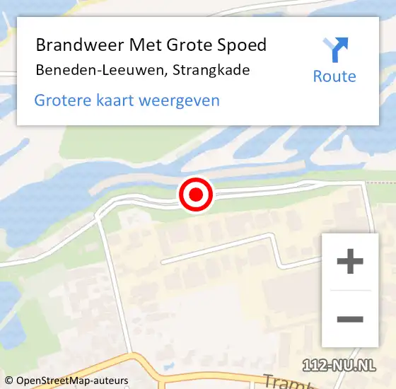 Locatie op kaart van de 112 melding: Brandweer Met Grote Spoed Naar Beneden-Leeuwen, Strangkade op 16 maart 2019 14:13