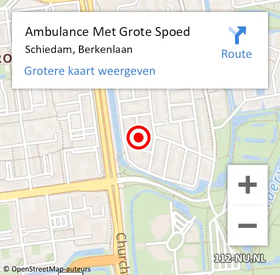 Locatie op kaart van de 112 melding: Ambulance Met Grote Spoed Naar Schiedam, Berkenlaan op 16 maart 2019 14:14