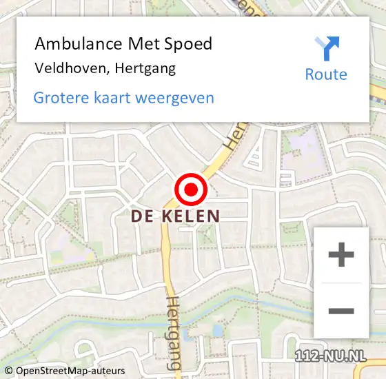 Locatie op kaart van de 112 melding: Ambulance Met Spoed Naar Veldhoven, Hertgang op 16 maart 2019 14:50