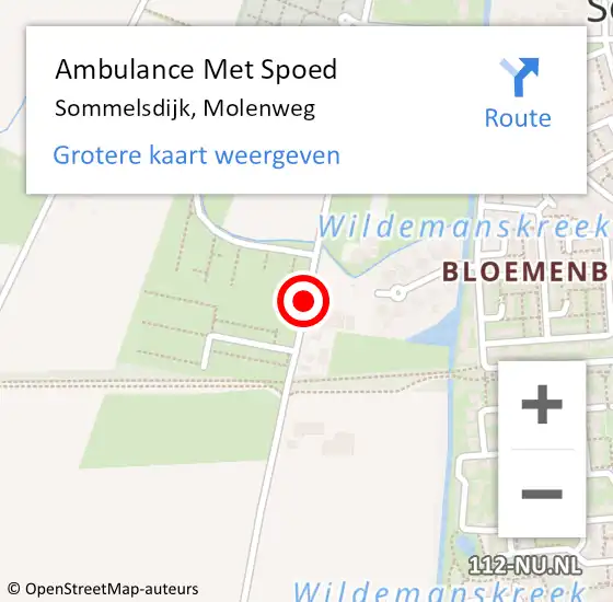 Locatie op kaart van de 112 melding: Ambulance Met Spoed Naar Sommelsdijk, Molenweg op 16 maart 2019 15:29