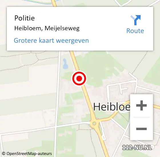Locatie op kaart van de 112 melding: Politie Heibloem, Meijelseweg op 16 maart 2019 16:21